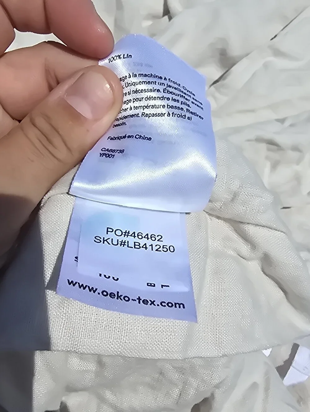 NWOT Quince Full / Queen Organic Crisp Percale Duvet Cover Navy Double Stripe